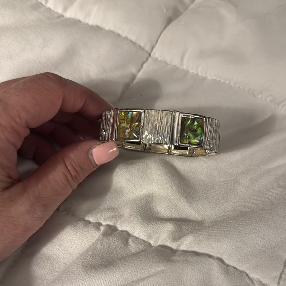 Green and Silver Geometric Bracelet